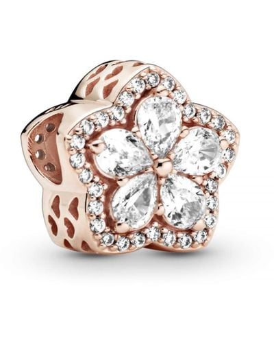 PANDORA Timeless Sparkling Snowflake 14k Rose Gold-plated Charm With Clear Cubic Zirconia - White