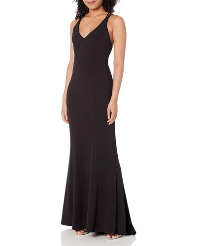 Calvin Klein Halter Neck Crepe Gown With Low Back - Black