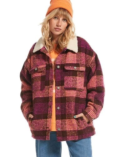 Roxy Shirt Style Coat For - Shirt Style Coat - - L - Red