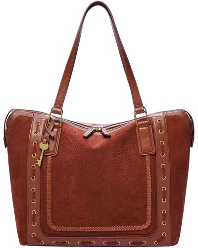 Fossil Jacqueline Tote Burnt Henna - Rot
