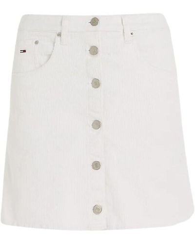 Tommy Hilfiger Cordrock TJW POP Cord Button Mini Skirt Ancient White Weiss - L - Weiß