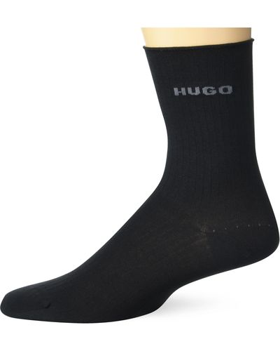 HUGO 2-pack Fine Ribbed Quarter Length Socks - Black