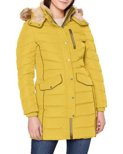 Tom Tailor Lange Pufferjacke mit Fellbesatz 1020608 - Gelb