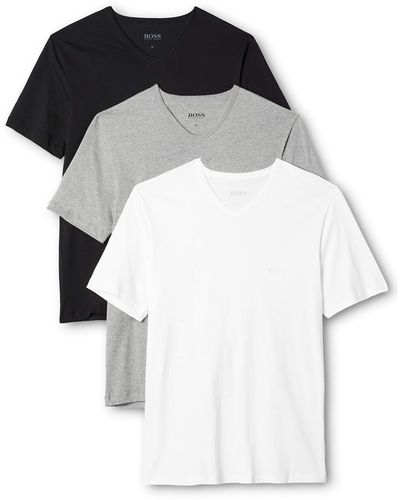 BOSS Paquete de tres camisetas interiores de algodón con cuello en pico - Multicolor