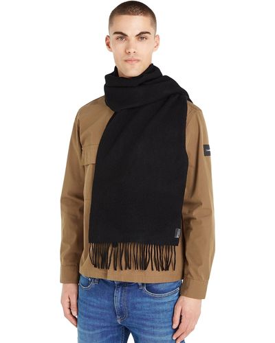 Calvin Klein Klassieke Wollen Geweven Sjaal Voor - Zwart