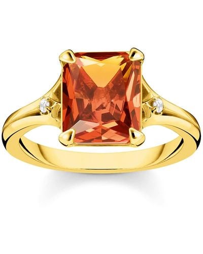 Thomas Sabo Ring für Orangefarbener Stein mit Mond und Stern TR2297-971-8-52 Ringgröße 52/16,6 - Braun