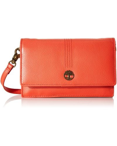 Timberland Womens Wallet Purse Rfid Leather Crossbody Bag - Red