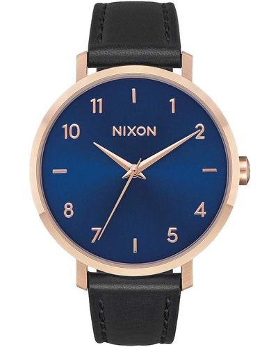 Nixon Erwachsene Analog Quarz Uhr mit Leder Armband A1091-2763-00 - Blau