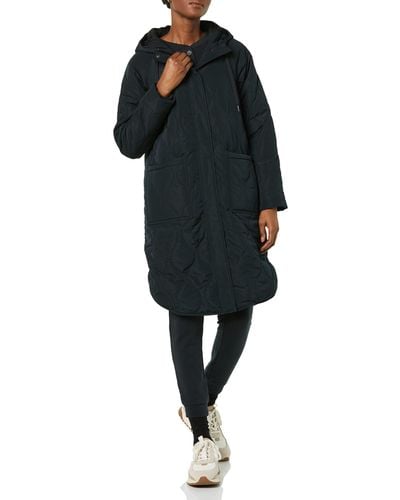 Amazon Essentials Water Repellent Mid-length Quilted Hooded Coat - Black