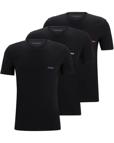 HUGO S T-shirt Rn Triplet P Triple-pack Of Cotton Underwear T-shirts With Logo Print - Black