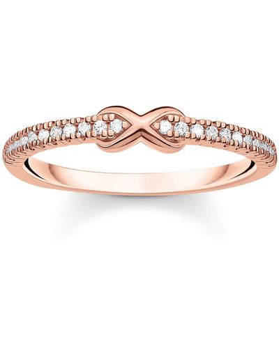Thomas Sabo Ring Infinity With White Stones Rose Gold 925 Sterling Silver - Pink