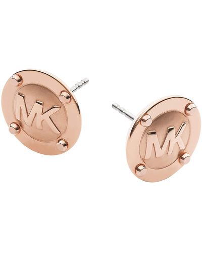 Michael Kors Rose Gold-Tone Logo Earring MKJX2987791 - Pink