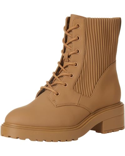 Amazon Essentials Rubberised Combat Boot With Chunky Outsole - Brown
