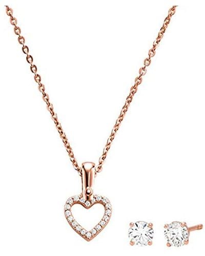 Michael Kors Jewellery Set Necklace And Earrings Heart Mkc1130an791 - Metallic