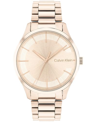 Calvin Klein Iconic Carnation Gold Ip 40 Mm Case Watch With Rg/cg Mesh  Bracelet in Black | Lyst UK