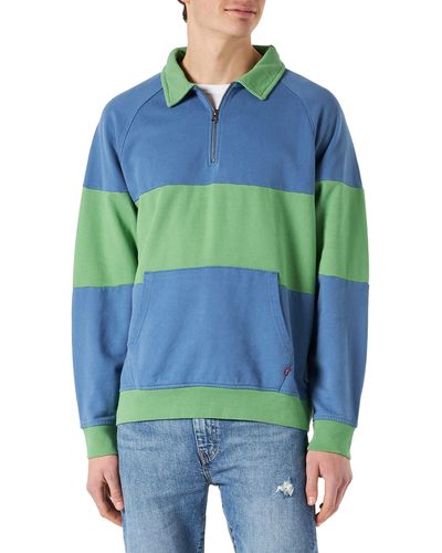 Levi's 1/4 Zip Blocked Raglan Fleece Sweatshirt mit Reißverschluss - Blau