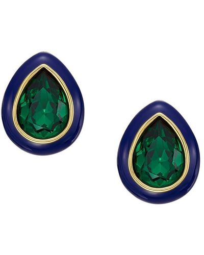 Fossil Candy Jewels Blue Enamel And Green Crystal Stud Earrings