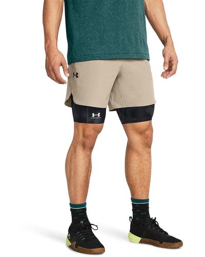 Under Armour S Peak Woven Shorts Taupe/black M - Green