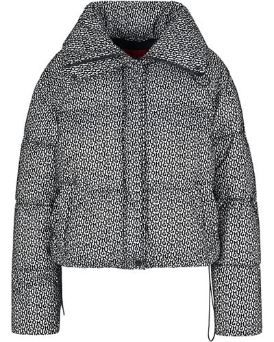 HUGO Boxy-fit Padded Jacket With All-over Monograms - Multicolour
