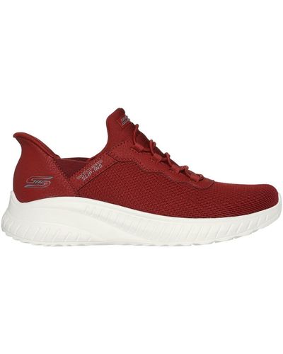 Skechers Bobs Sport Squad Chaos Slip-ins Red Low Top Trainer Shoes 6.5