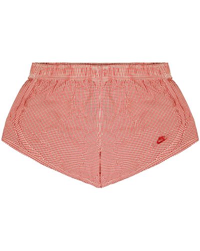 Nike Sportswear Chequered Shorts White Red S Waist Bottoms 477057 601 - Pink