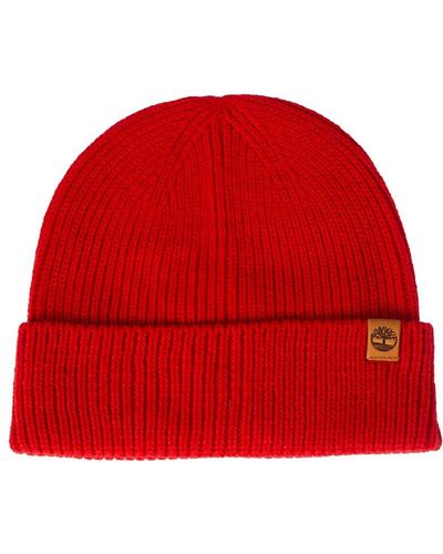 Timberland Gerippte mütze mit Logo-Label - Rot
