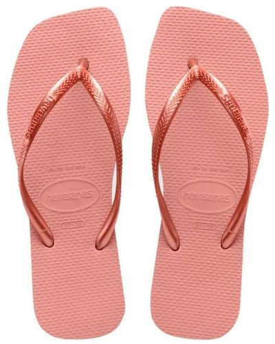 Havaianas S Slim Square Flip Flops Sandals Black - Pink