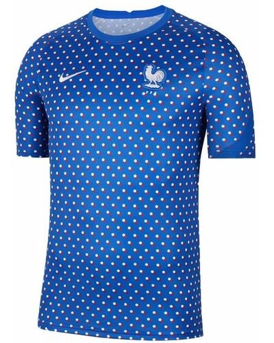 Nike 2022-2023 France Pre-Match Training Football Soccer T-Shirt Trikot - Blau