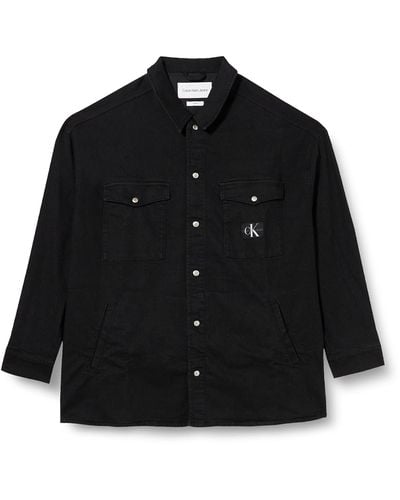 Calvin Klein Jeans Shirt Utility Jacket Plus Camisas Casuales - Negro