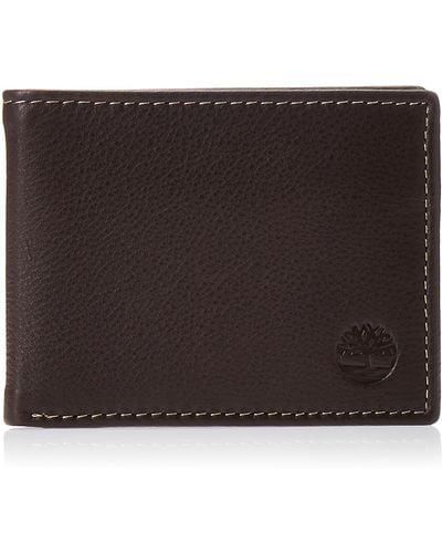 Timberland Mens Wellington Leather Rfid Bifold Commuter Security Wallet - Black