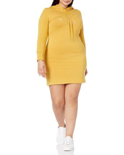 Calvin Klein Long Sleeve Hoodie Dress - Yellow