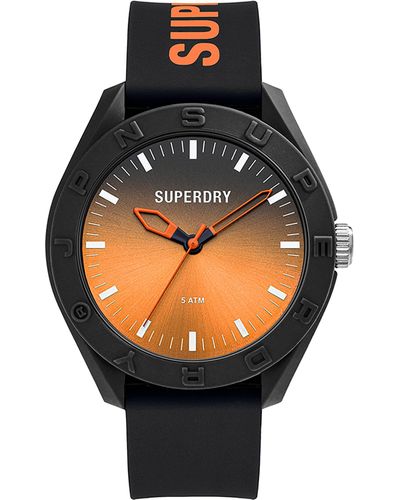 Superdry Erwachsene analog Quarz Uhr mit Silikon Armband SYG321BO - Schwarz