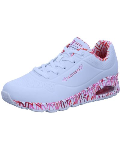 Skechers Uno Liefdevolle Liefde Sneaker ,white Durabuck/red&pink Mesh Trim,41 Eu - Rood