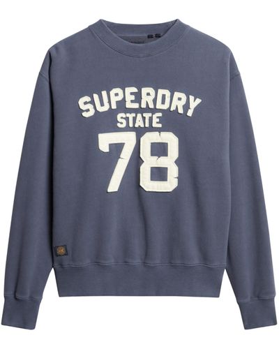 Superdry Lockeres Athletic Sweatshirt mit Applikation Montauk Marineblau 40