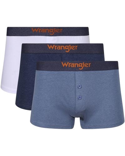 Wrangler Button Front Boxer Shorts In White - Blue