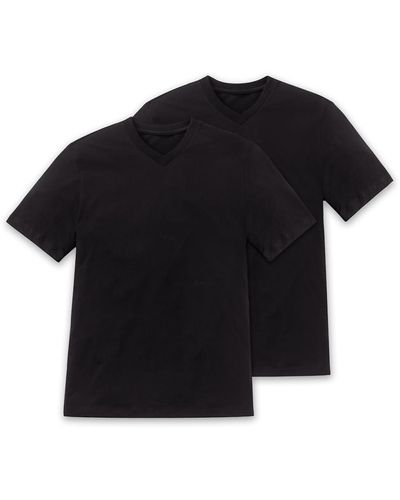 Schiesser Ausschnitt Unterhemd mit Arm - 100% - Schwarz