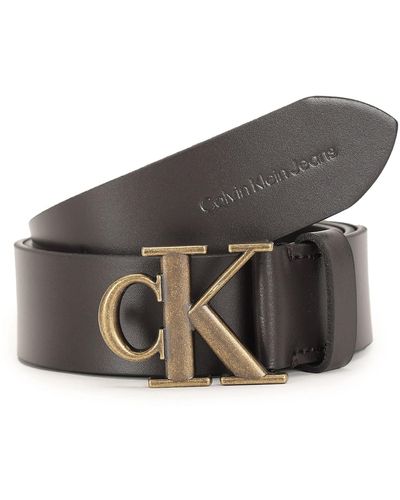Calvin Klein Belt Mono Plaque Leather - Grey