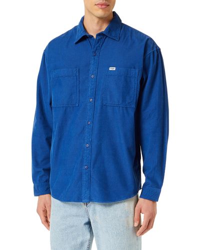 Wrangler 2 Pocket Patch Shirt - Blue