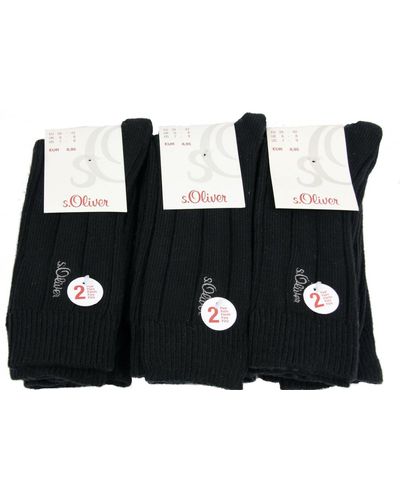 S.oliver 6 Paar Socken in Rippe schwarz für Freizeit/Sport und Business in den Größen 39 – 42/43 –