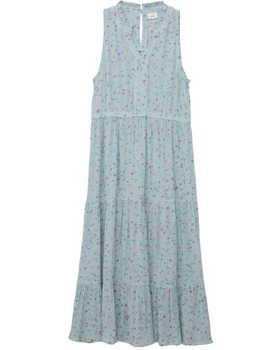 S.oliver Midi Kleid mit Allover Print - Blau