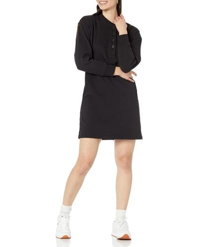 Amazon Essentials Vestido Tipo Sudadera de Punto Henley - Negro