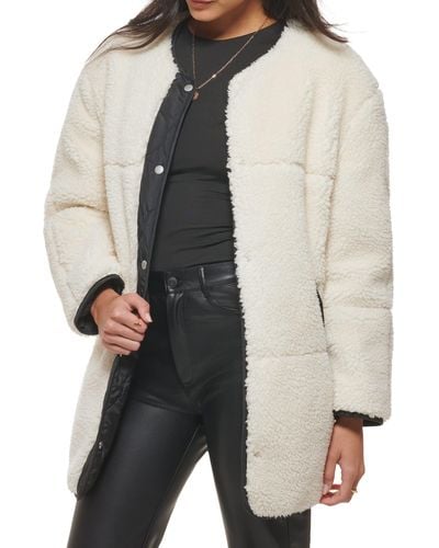 Levi's Midlength Sherpa Coat With Reversible Wear - Black