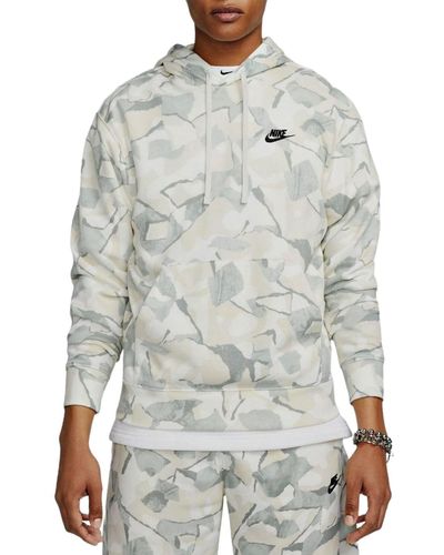 Nike Sportswear Pullover Hoodie Cotton Camo Green Cream Size Medium M - Grey