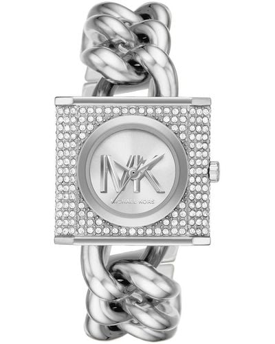 Michael Kors Horloge Voor Mk Chain Lock Quartz/3 Handwerk 25mm Kastmaat Met Een Roestvrijstalen Band Mk4718 - Metallic
