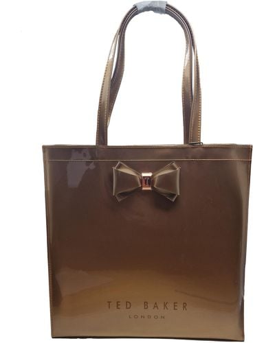 Ted Baker Alacon Plain Bow Icon Large Shopper Tote Bag In Rose Gold - Brown