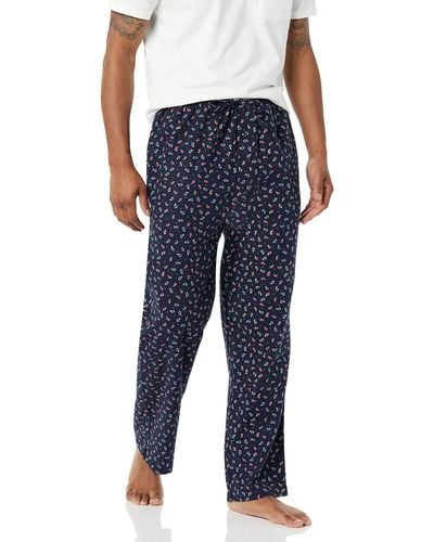 Amazon Essentials Pantalón Pijama de Franela-Colores interrumpidos Hombre - Azul