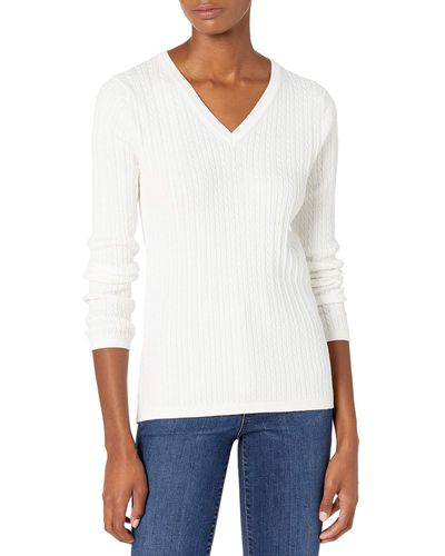 Tommy Hilfiger , V-neck, Sweater For , Ivory Solid, X-large - White