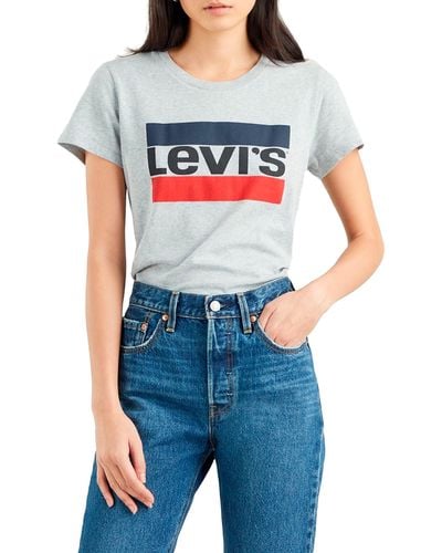 Levi's The Perfect Tee T-Shirt,Sportswear Logo Heather Grey,L - Blau