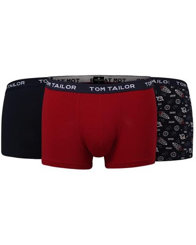 Tom Tailor , Hip Pants Buffer, 3er Pack, Allover und Uni, red, XXL - Rot