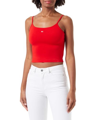 Tommy Hilfiger Top Donna Cropped - Rosso